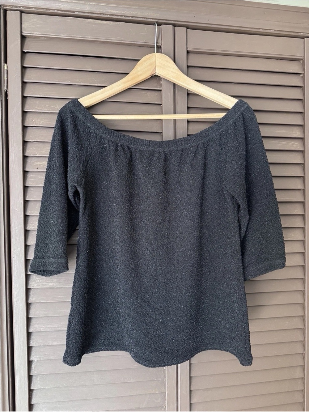 Peck & Peck Black Off-the-Shoulder Knit Sweater
